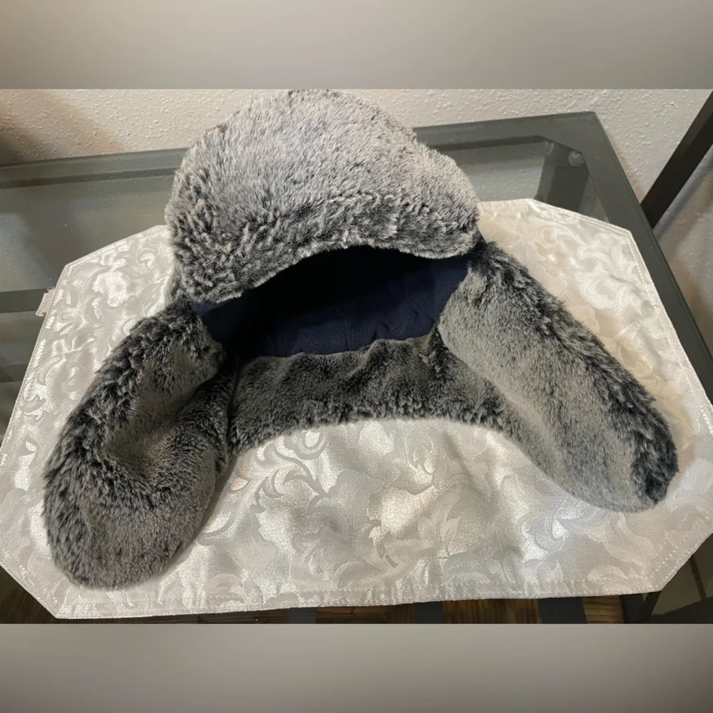 Kids Blue Winter Hat with Faux Fur Lining